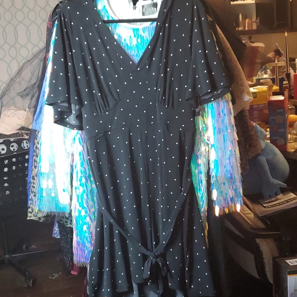 Black w/ Whit Polka Dots Shorts Romper